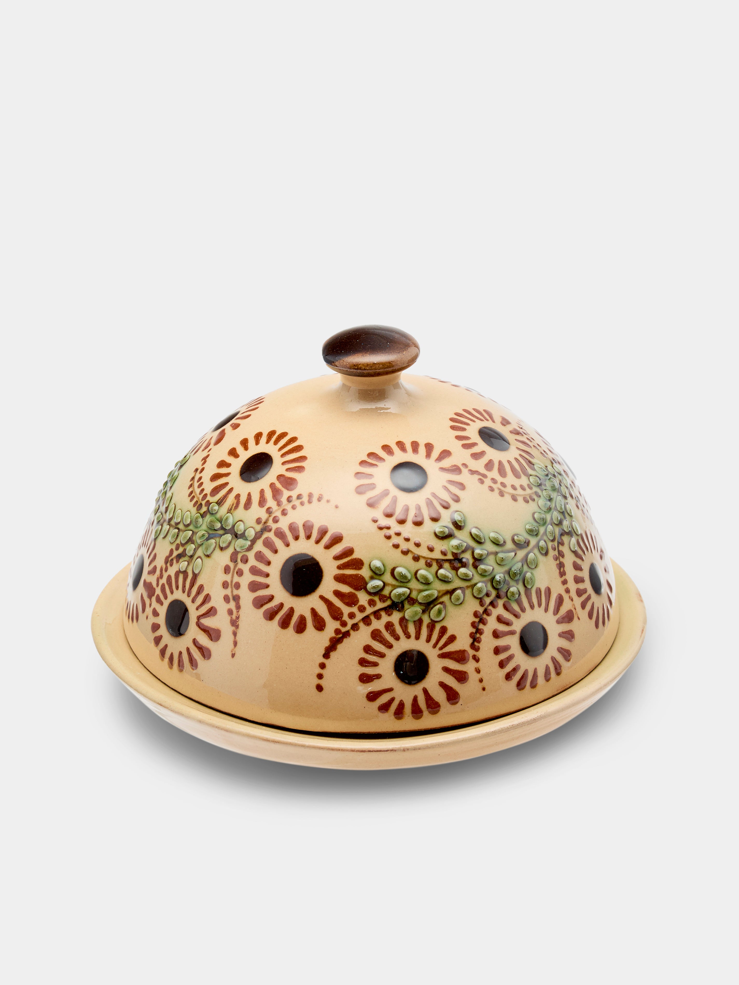 Flowers Hand-Painted Ceramic Small Butter Dish