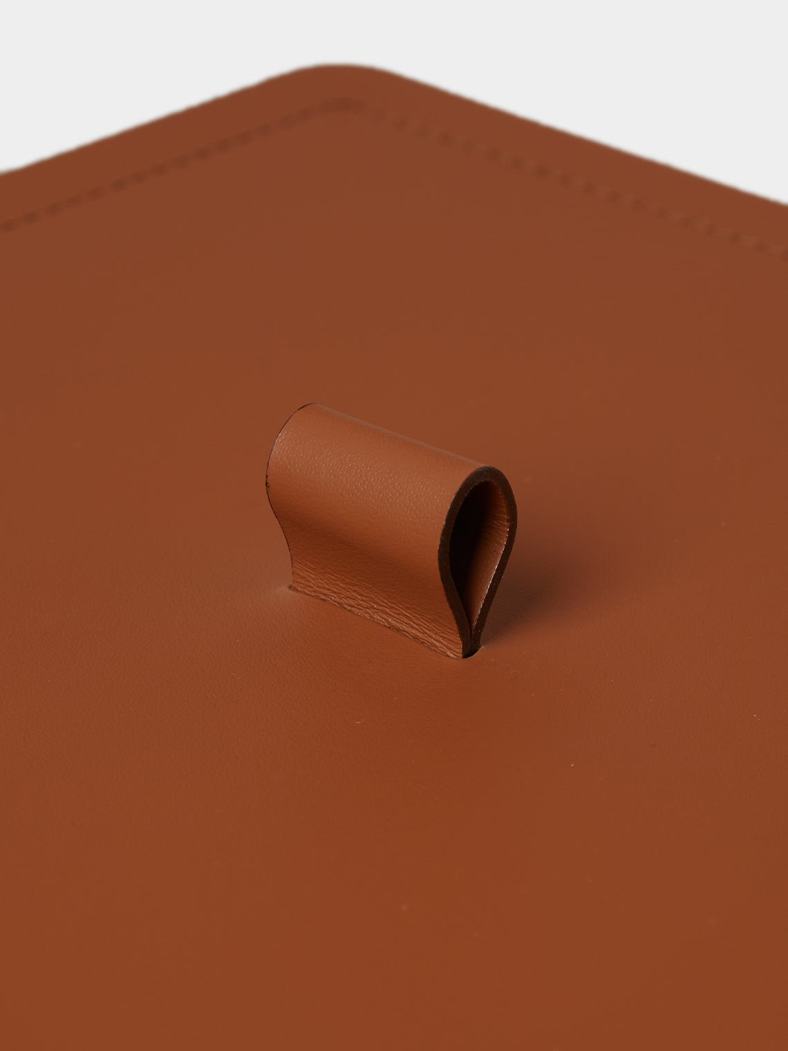 RUDI - Bino Leather Square Lidded Wastepaper Bin - Tan - ABASK
