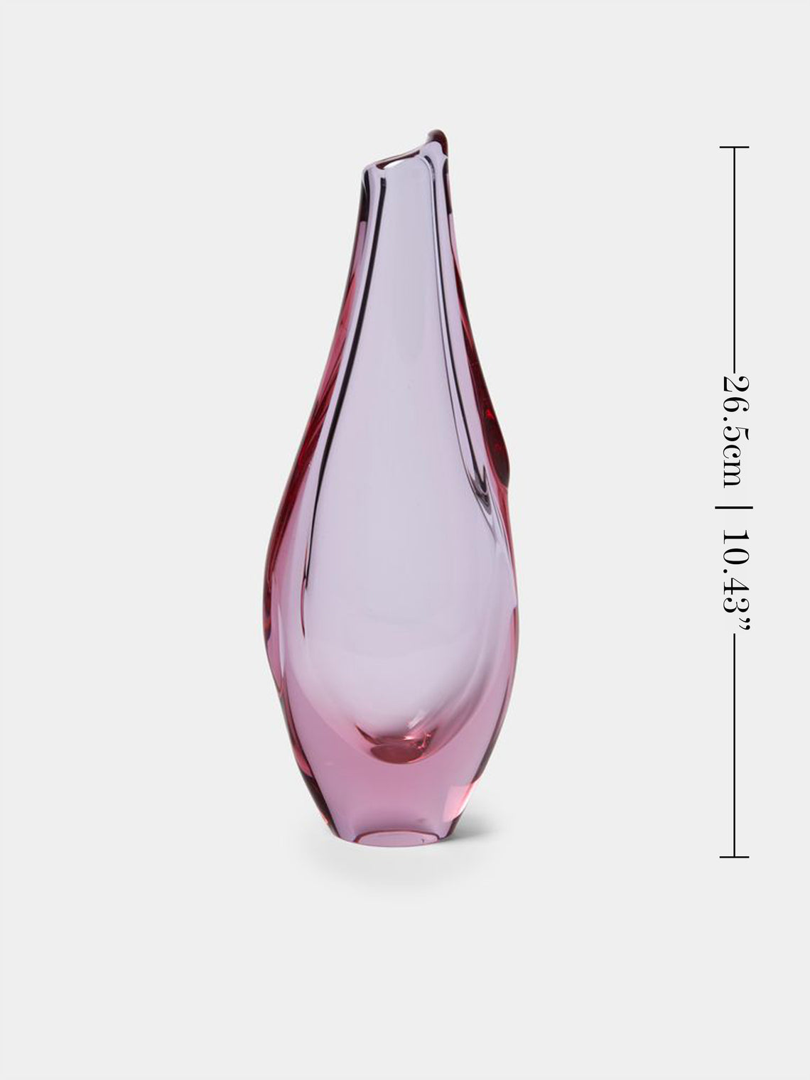 Antique and Vintage - Mid-Century Glass Vase (10.5in/26.5cm) - Pink - ABASK