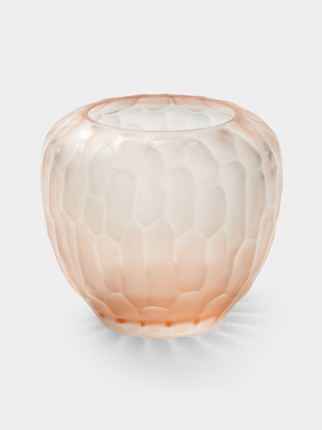 Micheluzzi Glass - Goccia Rose Bamboo Hand-Blown Murano Glass Vase (8in/20cm) - Pink - ABASK - 