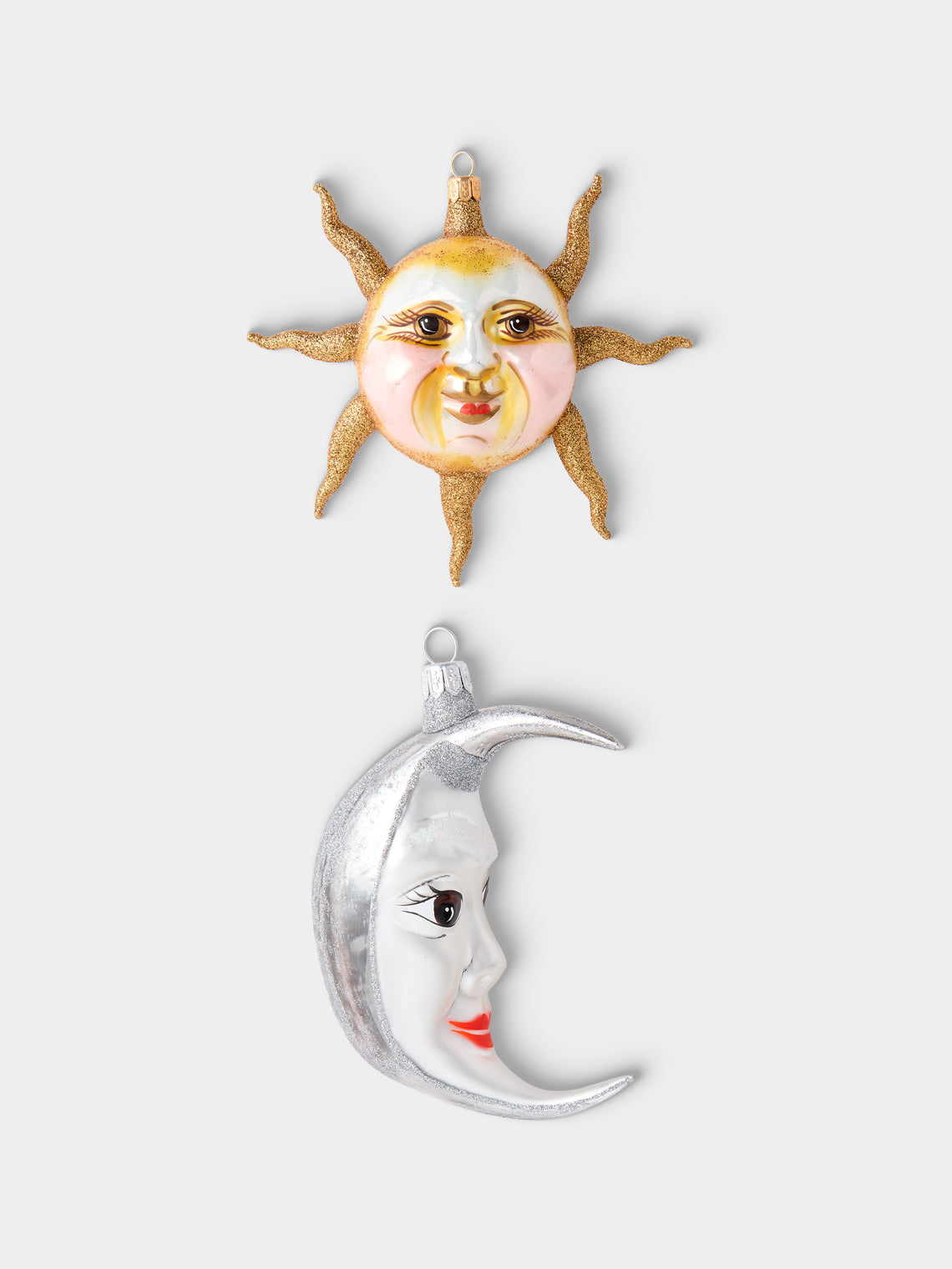 ABASK Decorations - Sun and Moon Hand-Blown Glass Baubles (Set of 2) - Yellow - ABASK - 