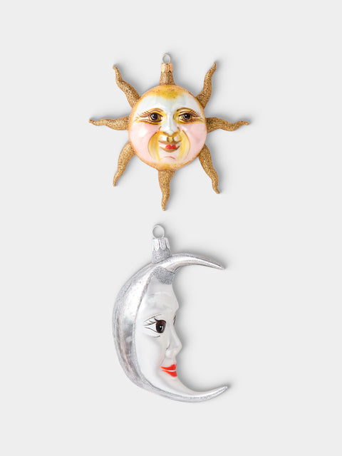 ABASK Decorations - Sun and Moon Hand-Blown Glass Baubles (Set of 2) - Yellow - ABASK - 