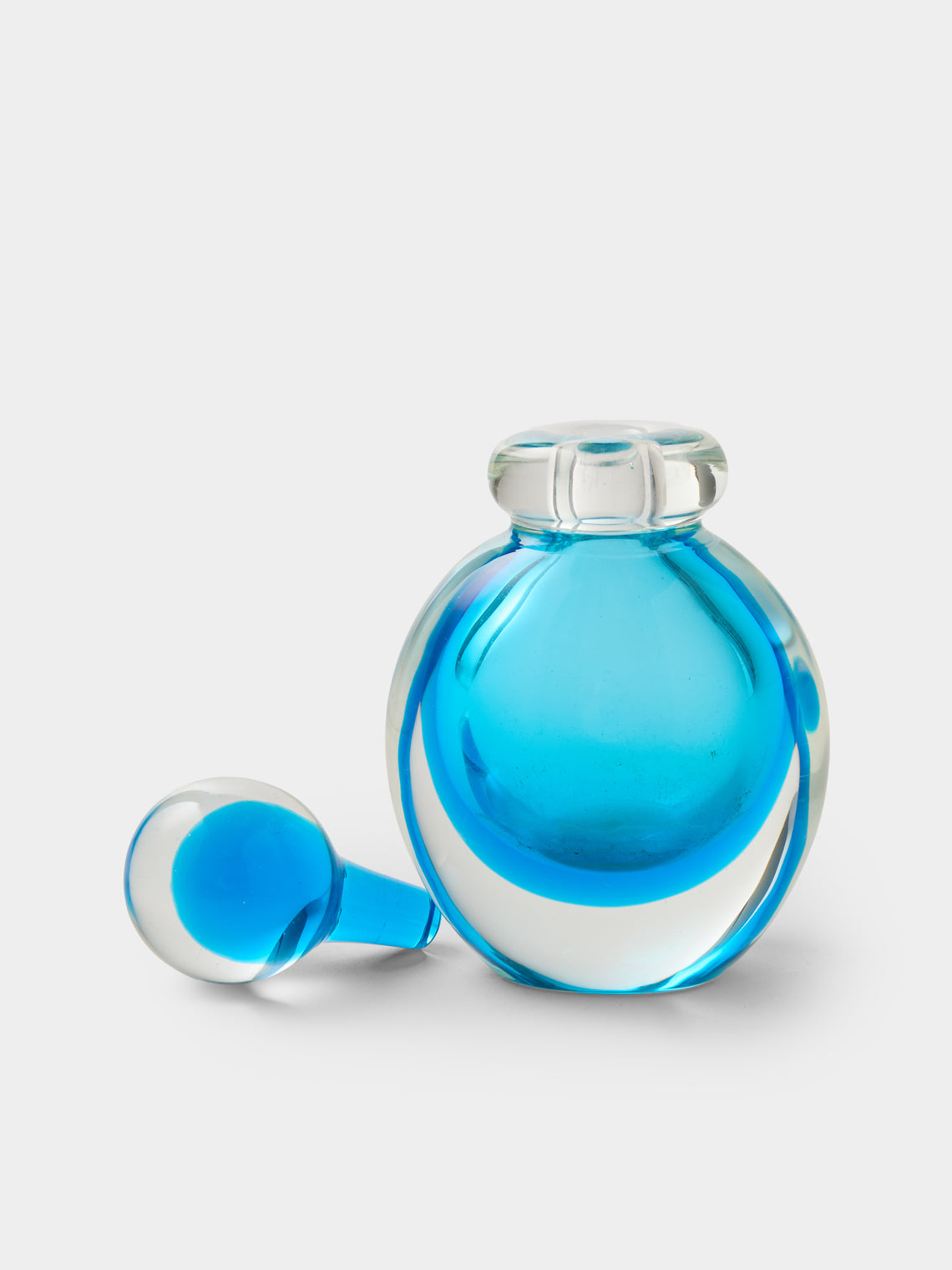 Antique and Vintage - 1940s Flavio Poli Sommerso Glass Perfume Bottle - Blue - ABASK