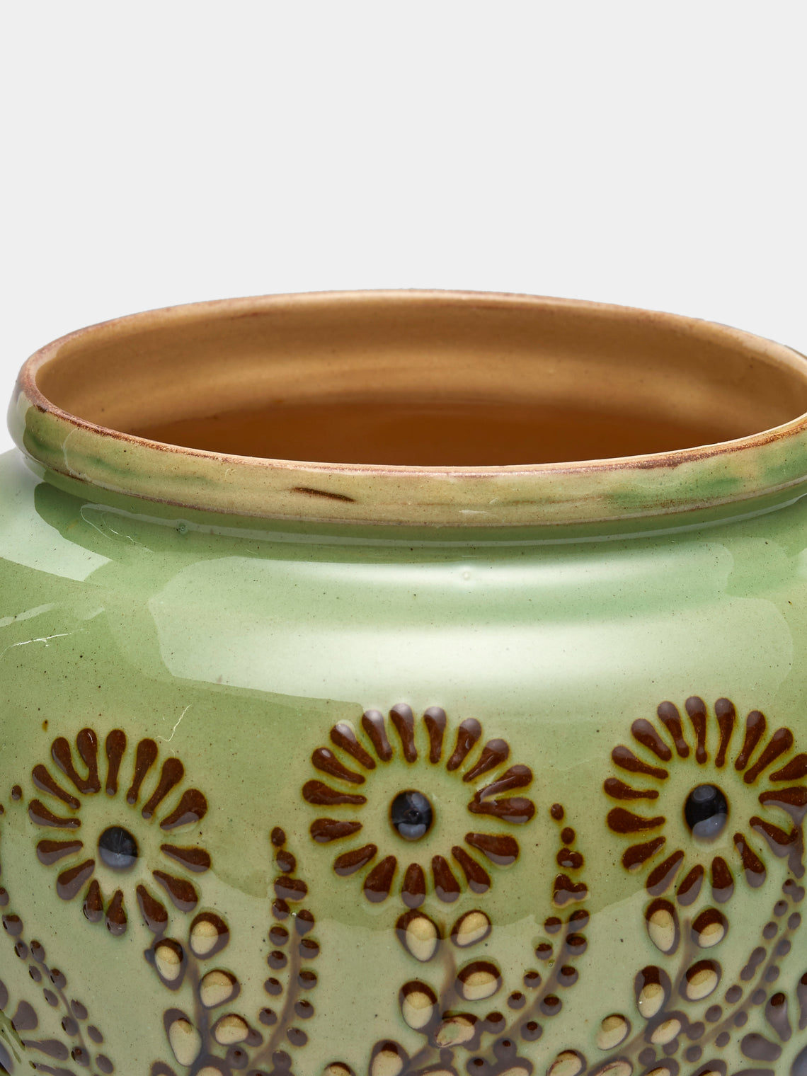 Poterie d’Évires - Flowers Hand-Painted Ceramic Vase (5in/13cm) - Green - ABASK