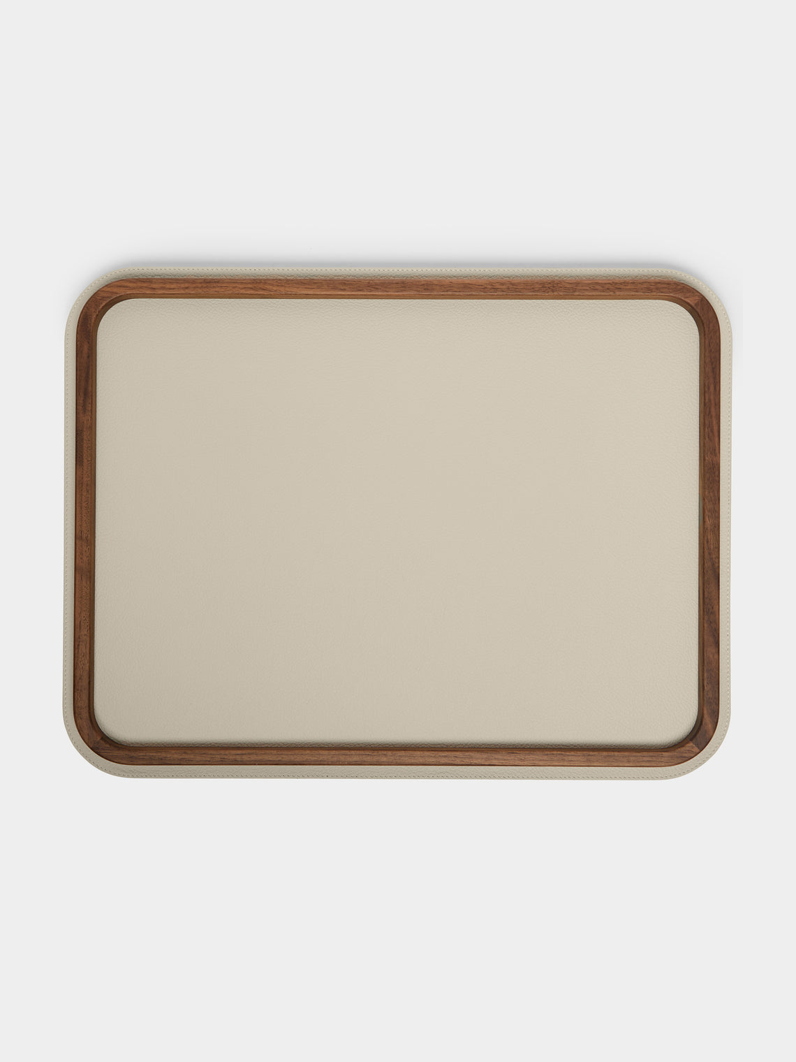 Giobagnara x Poltrona Frau - Walnut and Leather Tray (18.5in/47cm) - Beige - ABASK - 