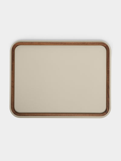 Giobagnara x Poltrona Frau - Walnut and Leather Tray (18.5in/47cm) - Beige - ABASK - 