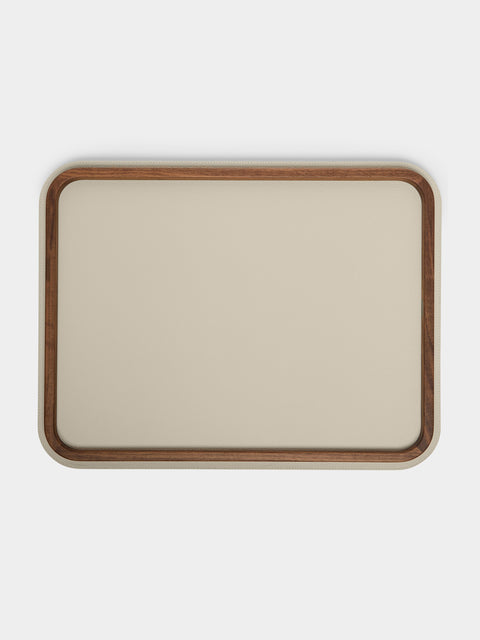 Giobagnara x Poltrona Frau - Walnut and Leather Tray (18.5in/47cm) - Beige - ABASK - 