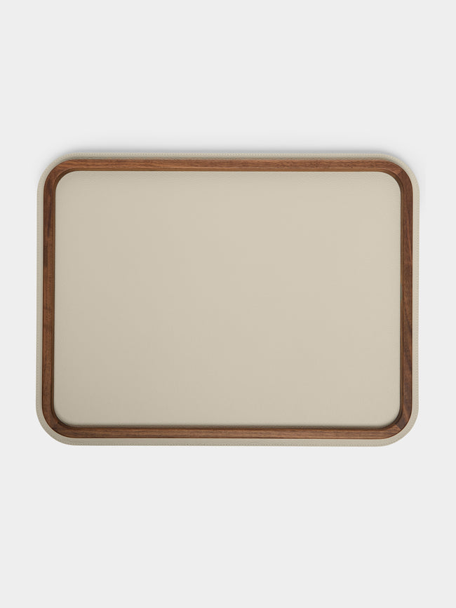 Giobagnara x Poltrona Frau - Walnut and Leather Tray (18.5in/47cm) - Beige - ABASK - 