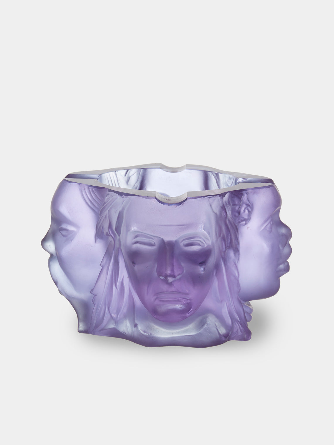 Antique and Vintage - 1930s H. Hoffmann for Lalique Crystal Vase (5in/13cm) - Purple - ABASK - 