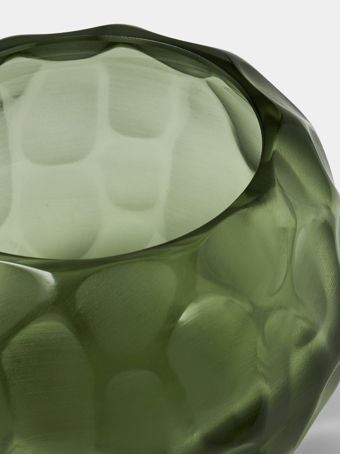 Micheluzzi Glass - Bocia Salvia Bamboo Hand-Blown Murano Glass Vase (5.5in/14cm) - Green - ABASK