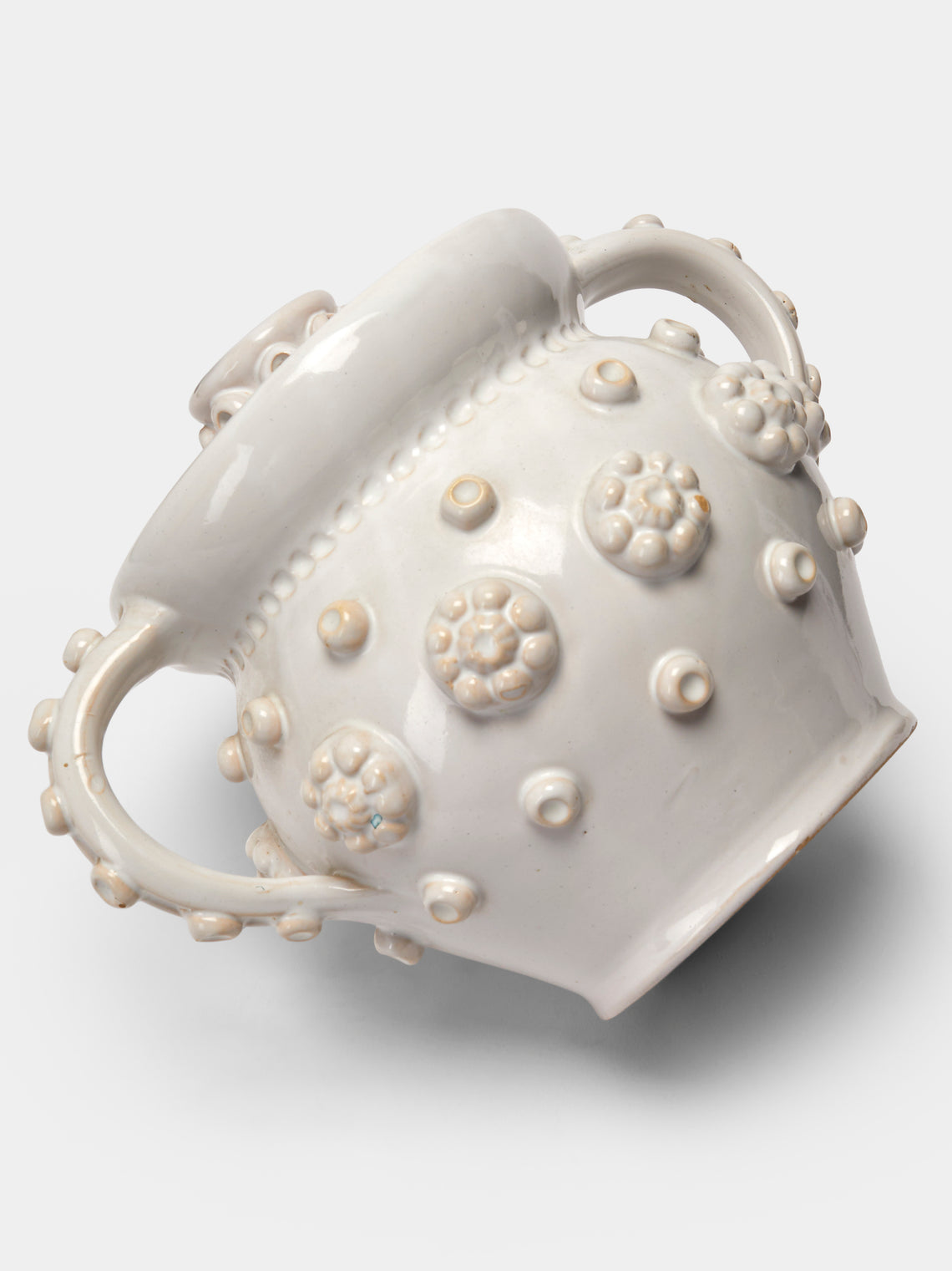 Antique and Vintage - 1920s Émile Tessier Ceramic Vase (9in/23.5cm) - White - ABASK