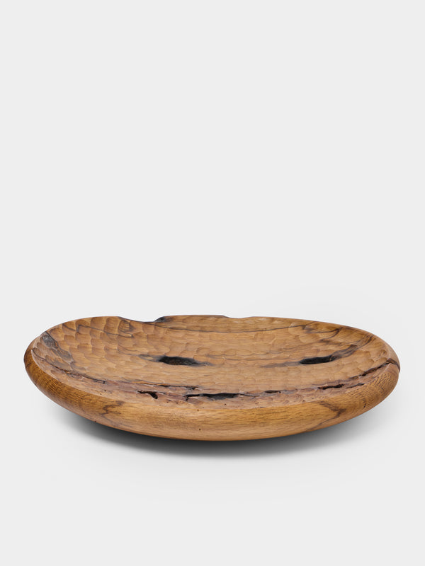 Thursday Furniture - Hand-Turned White Oak Carved Platter - Brown - ABASK - 