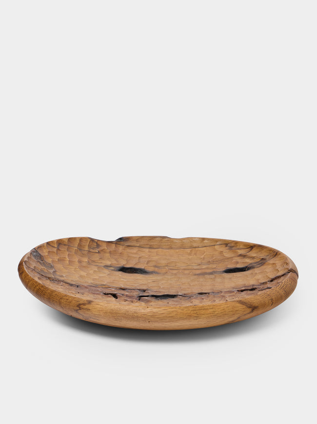 Thursday Furniture - Hand-Turned White Oak Carved Platter - Brown - ABASK - 
