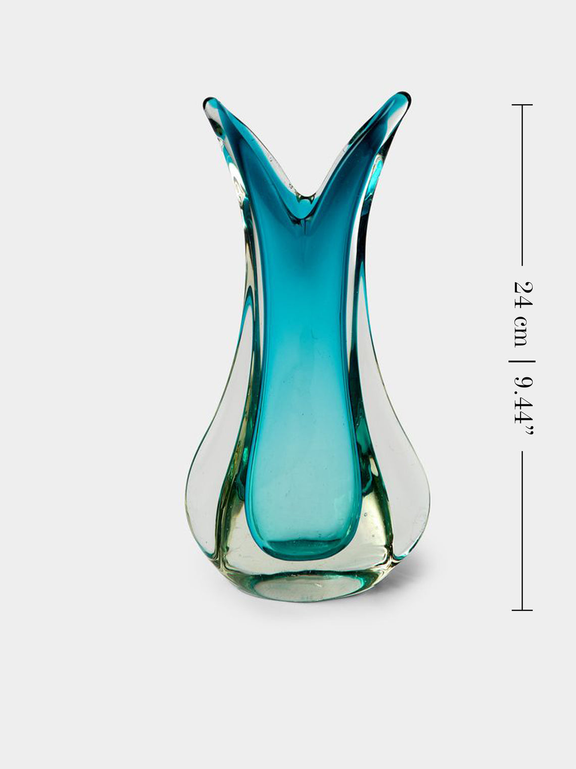 Antique and Vintage - Mid-Century Sommerso Crystal Vase (9.5in/24cm) - Blue - ABASK