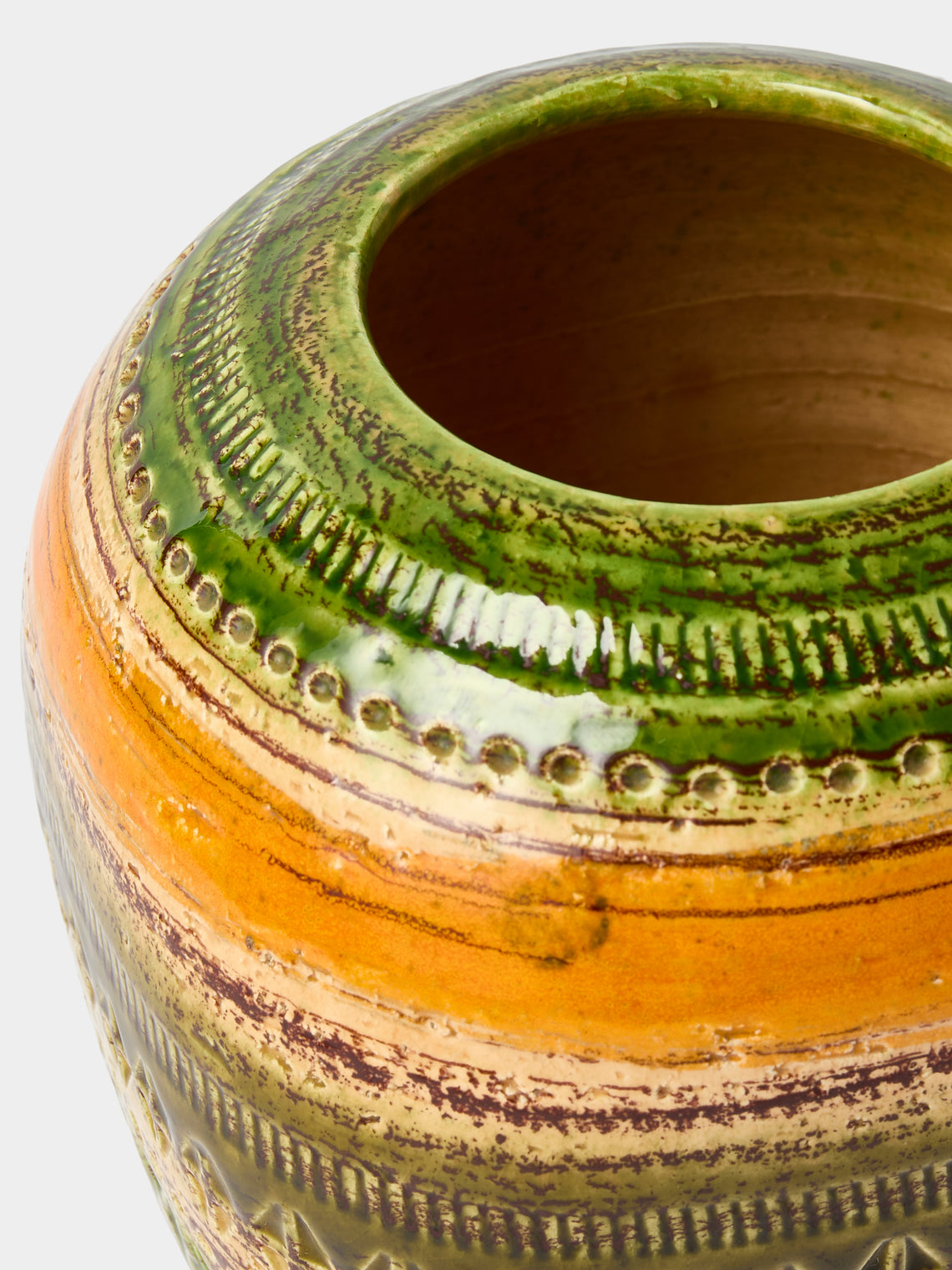 Antique and Vintage - 1950s Bitossi Ceramiche Sahara Ceramic Vase (6in/15cm) - Green - ABASK