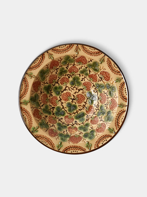 Poterie d’Évires - Strawberries Hand-Painted Ceramic Serving Bowl - Cream - ABASK