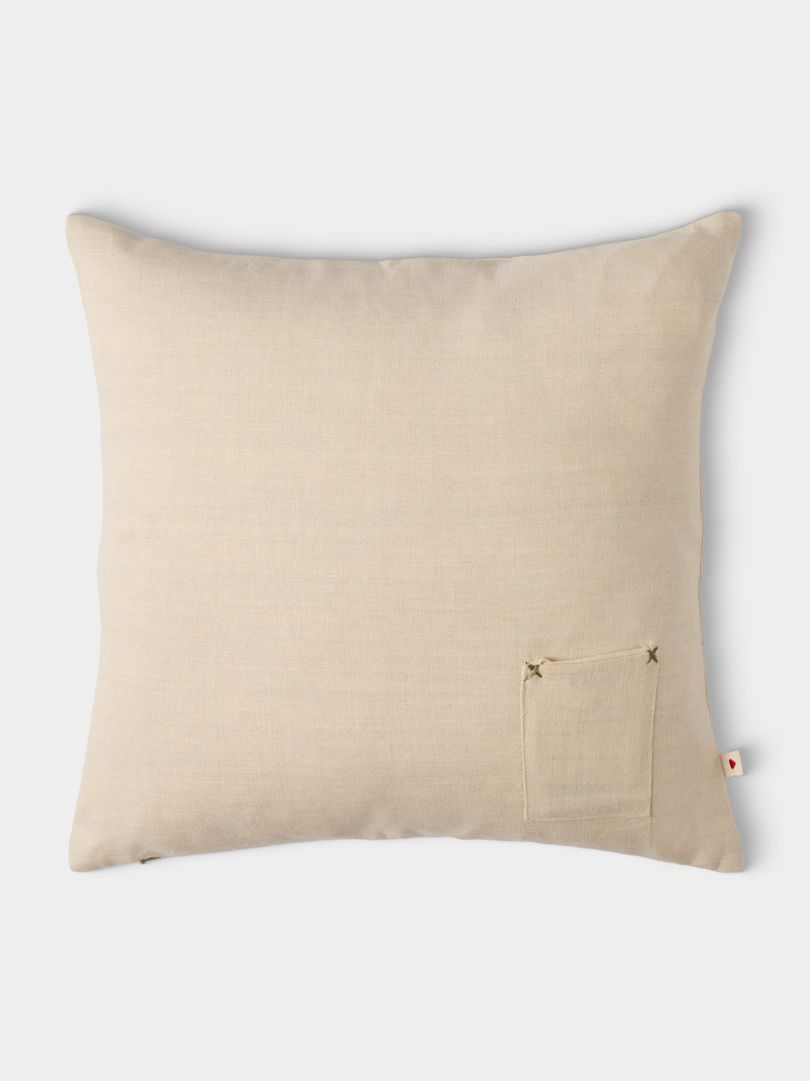 Bokja - Avocado Moon Deep Embroidered Linen Cushion (17.5in/45cm) - Multiple - ABASK