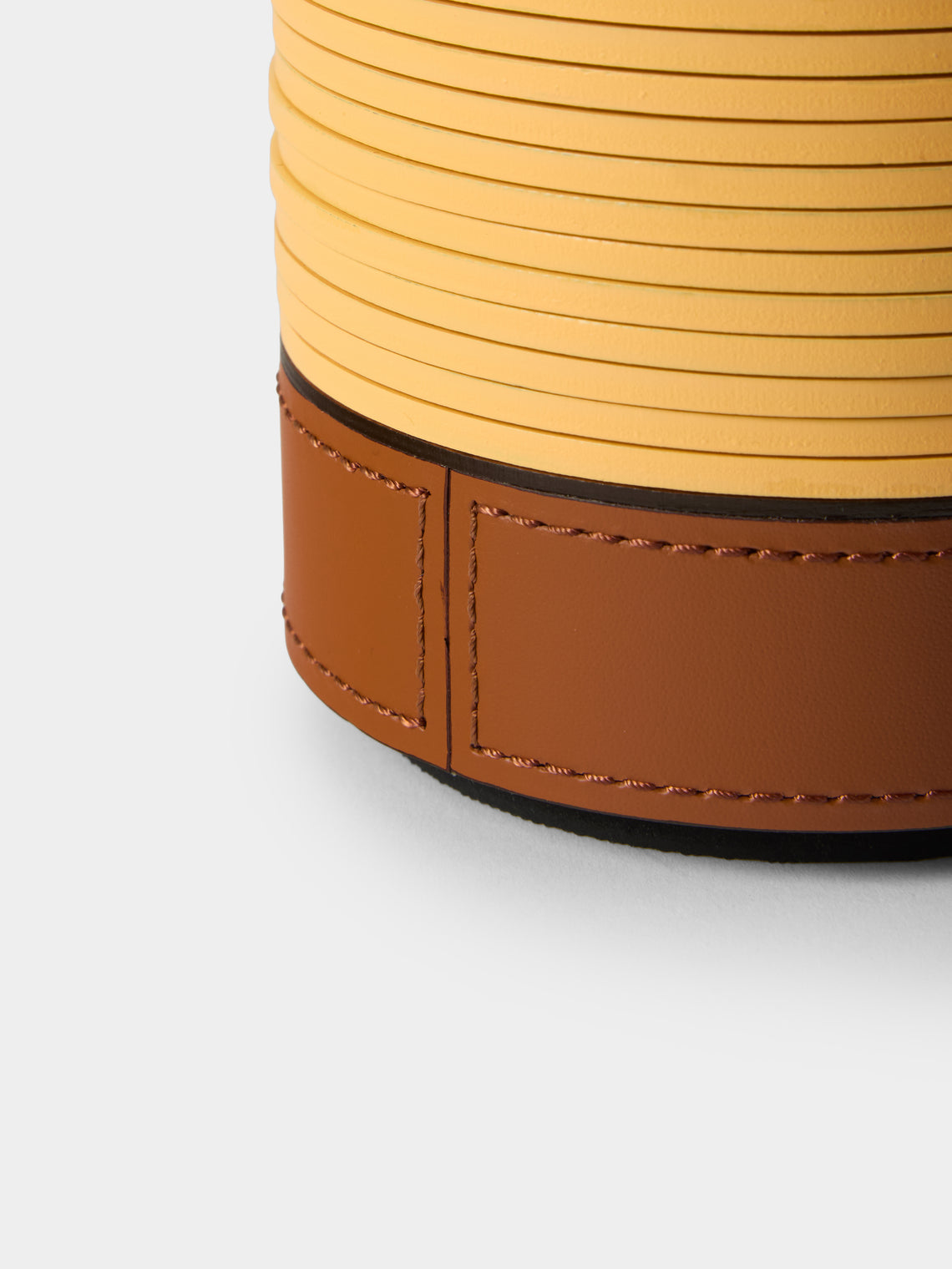 RUDI - | Set of 12 | Nautilus Leather Coasters with Holder - Yellow - ABASK