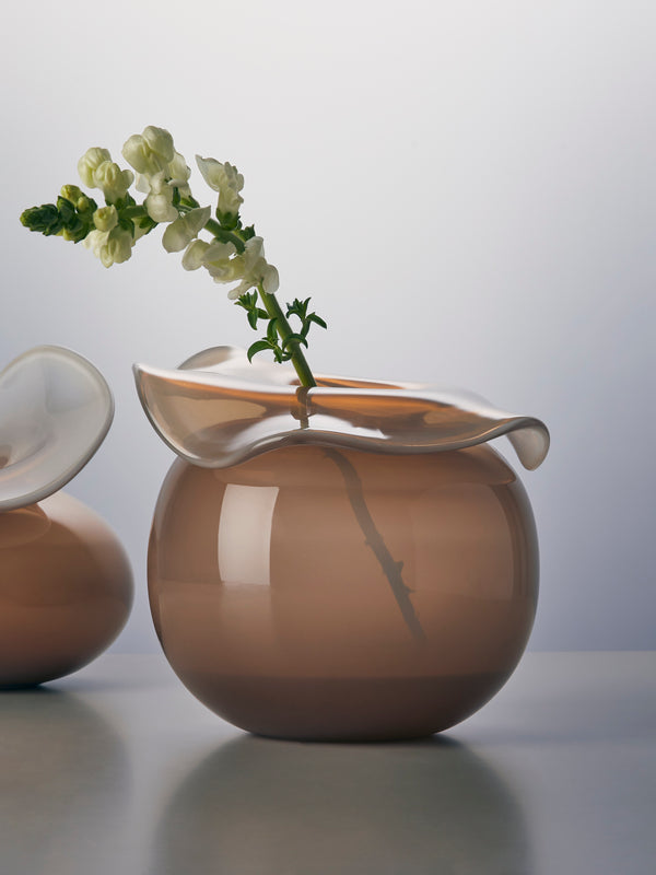 Oog Objects - 13 Hand-Blown Glass Vase (9in/23.5cm) - Brown - ABASK