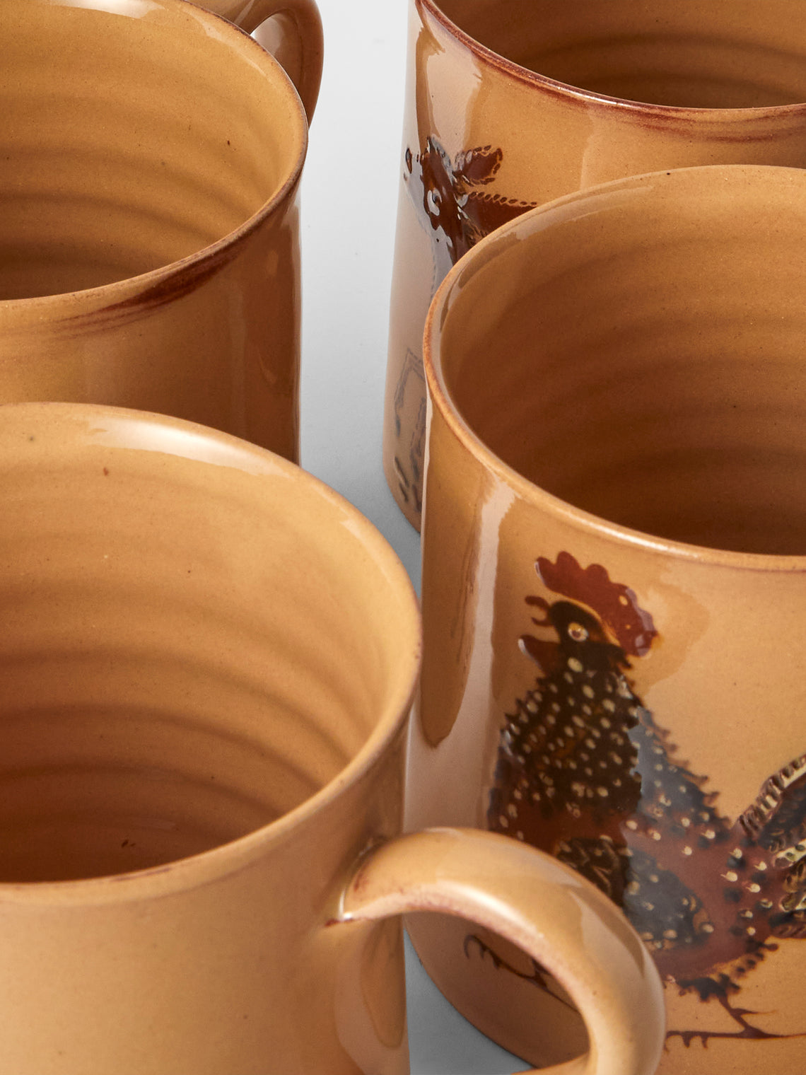 Poterie d’Évires - Animals Hand-Painted Ceramic Mugs (Set of 4) - Cream - ABASK