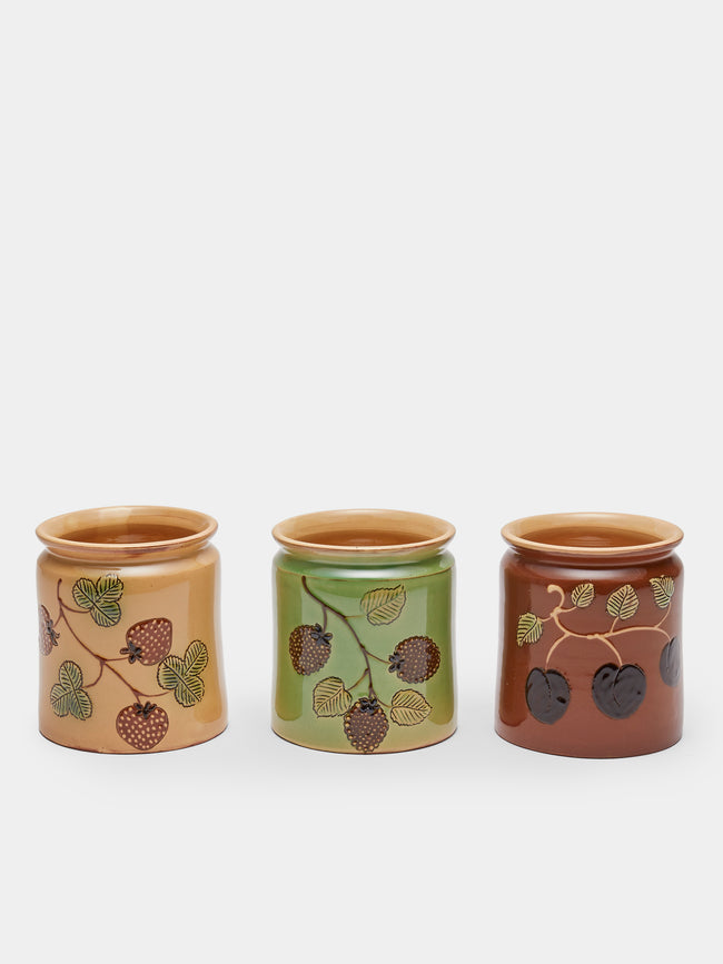 Poterie d’Évires - Berries Hand-Painted Ceramic Confiture Pots (Set of 3) - Multiple - ABASK - 