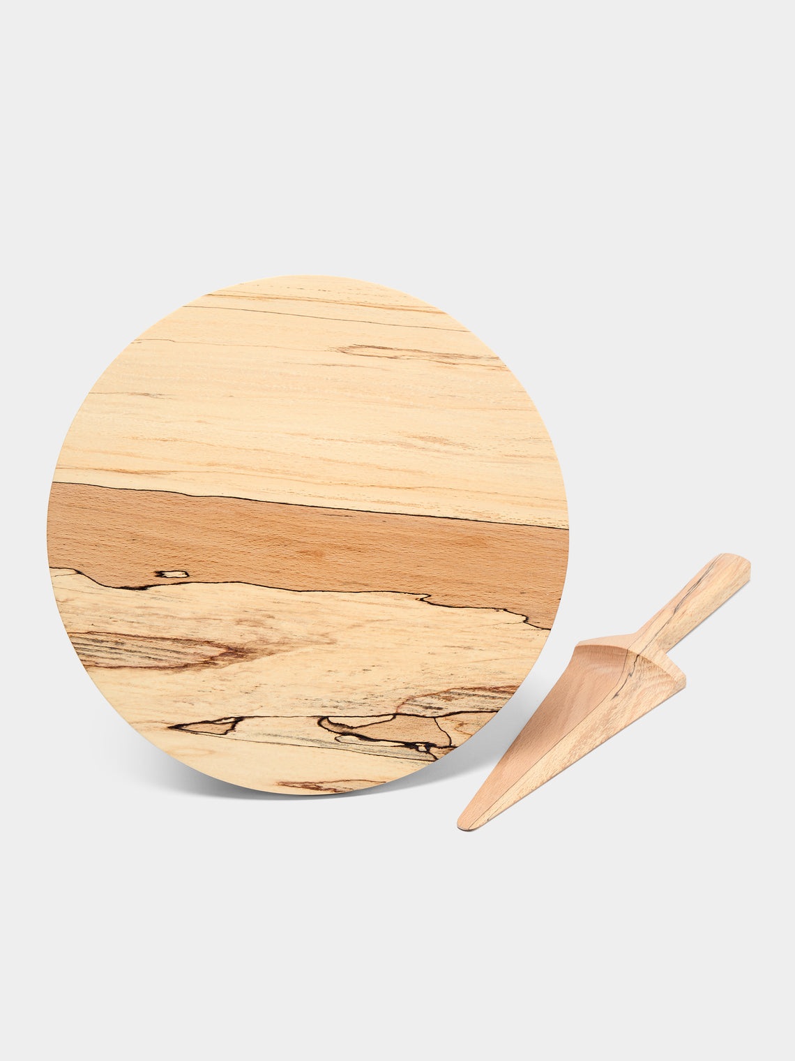 Bird & Branch - Hand-Turned Spalted Beech Cake Stand with Server - Natural - ABASK