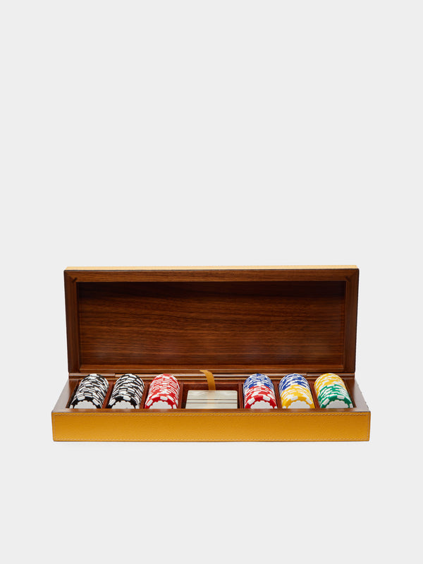 Giobagnara - Leather and Wood Poker Set - Yellow - ABASK - 