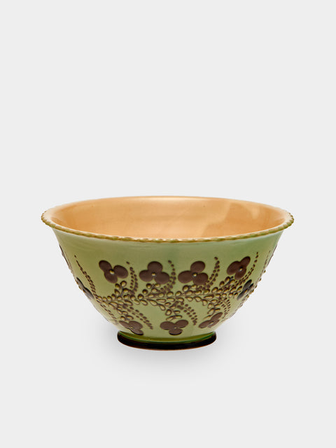 Poterie d’Évires - Flowers Hand-Painted Ceramic Mini Salad Bowl - Green - ABASK - 