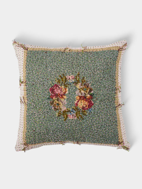 By Walid - 19th-Century Needlepoint Wool and Cotton Cushion (18.5in/47cm) - Multiple - ABASK - 