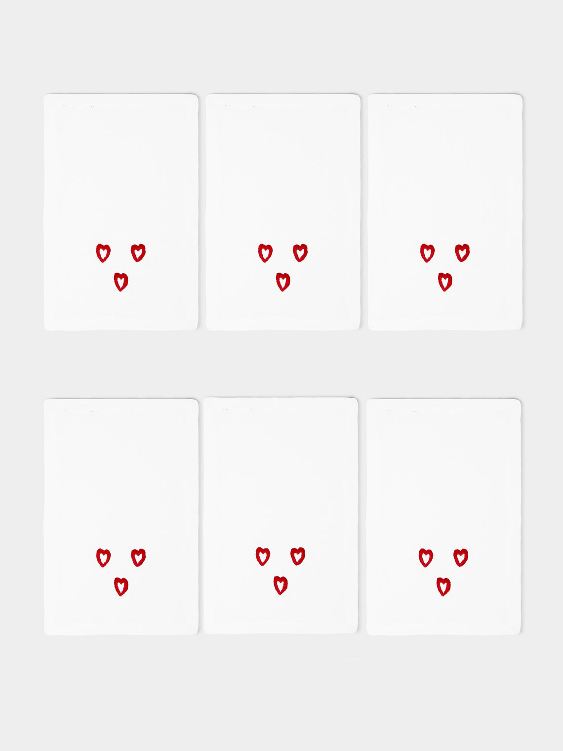 Taf Firenze - Line Heart Hand-Embroidered Cocktail Napkins (Set of 6) -  - ABASK