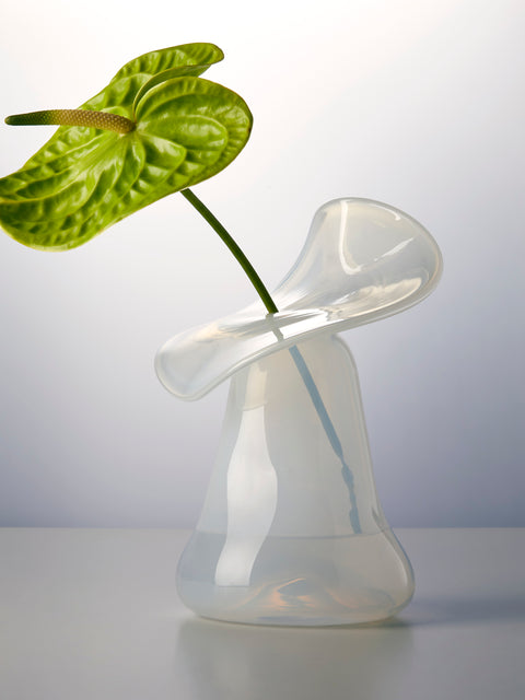 Oog Objects - 5 Hand-Blown Glass Vase (10.5in/26.5cm) - White - ABASK