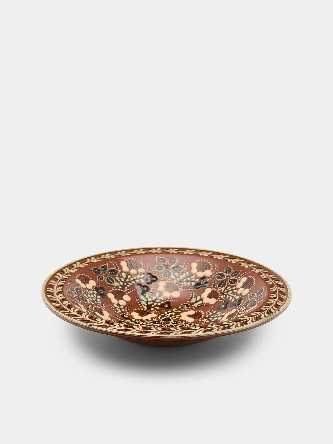 Poterie d’Évires - Flowers Hand-Painted Ceramic Serving Bowl - Light brown - ABASK