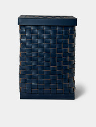 Riviere - Barcelona Water-Resistant Leather Laundry Basket - Navy - ABASK - 