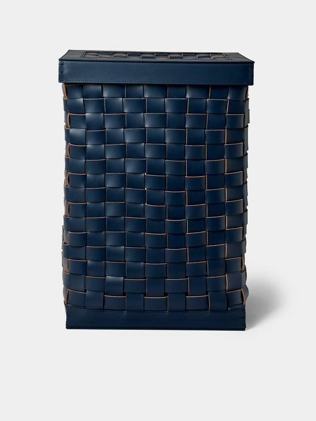 Riviere - Barcelona Water-Resistant Leather Laundry Basket - Navy - ABASK - 