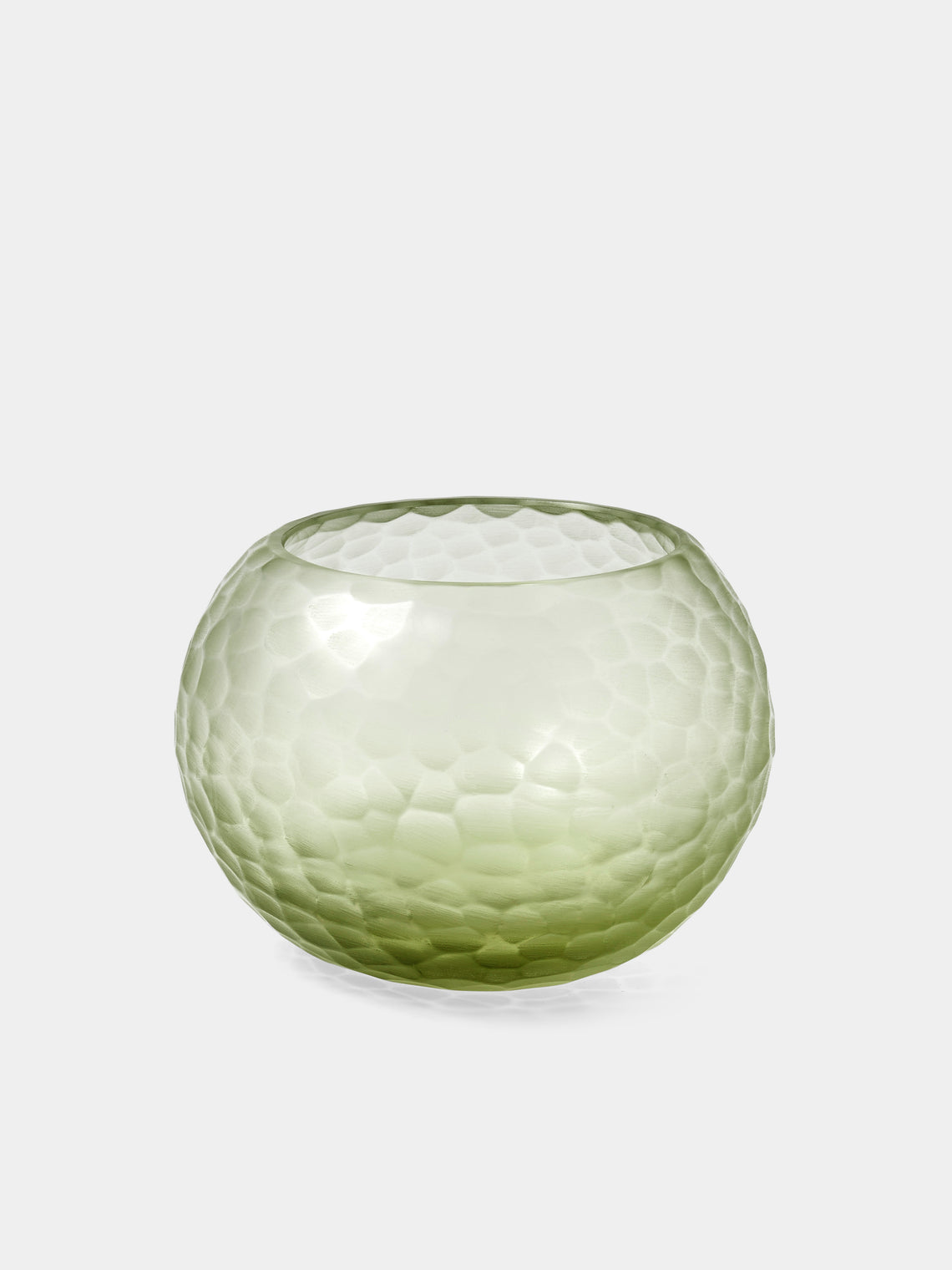 Micheluzzi Glass - Bocia Verdino Diamante Hand-Blown Murano Glass Vase (5.5in/14cm) - Green - ABASK - 