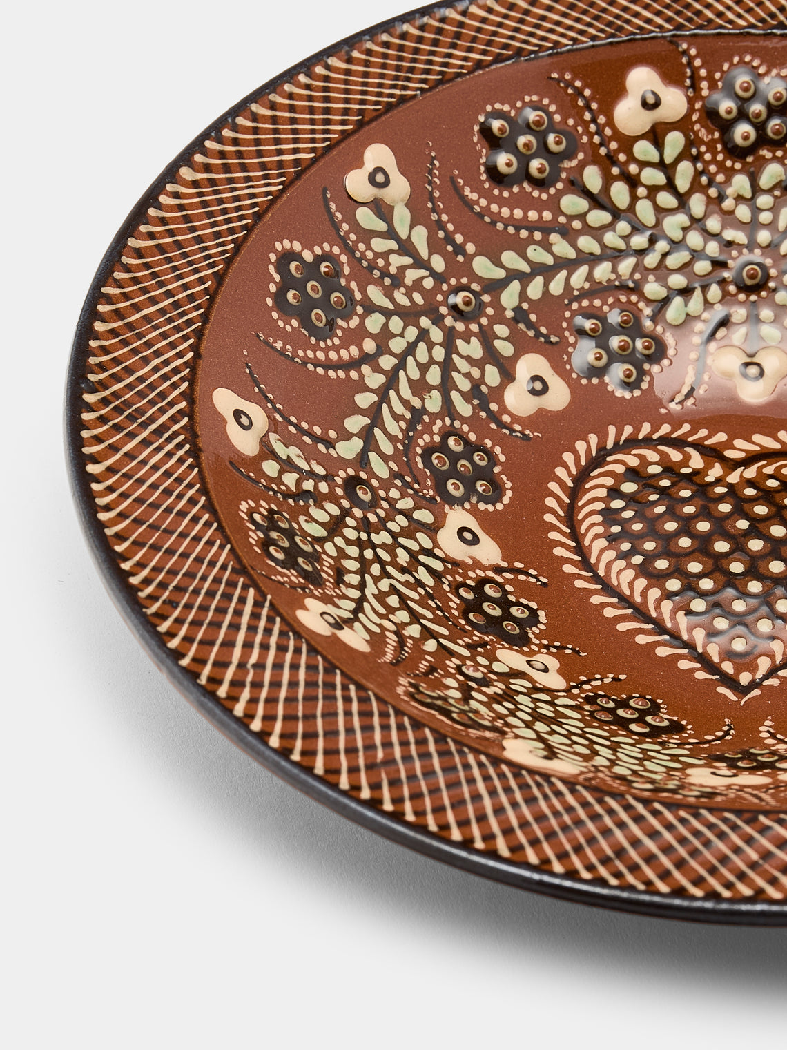 Poterie d’Évires - Hearts Hand-Painted Ceramic Serving Bowl - Light brown - ABASK