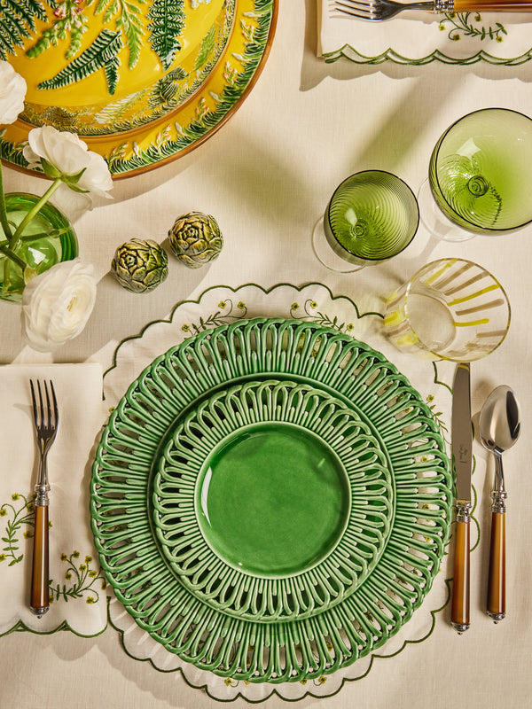 Verdolini - Arch Openwork Hand-Painted Ceramic Starter / Dessert Plate (8in/21cm) - Green - ABASK