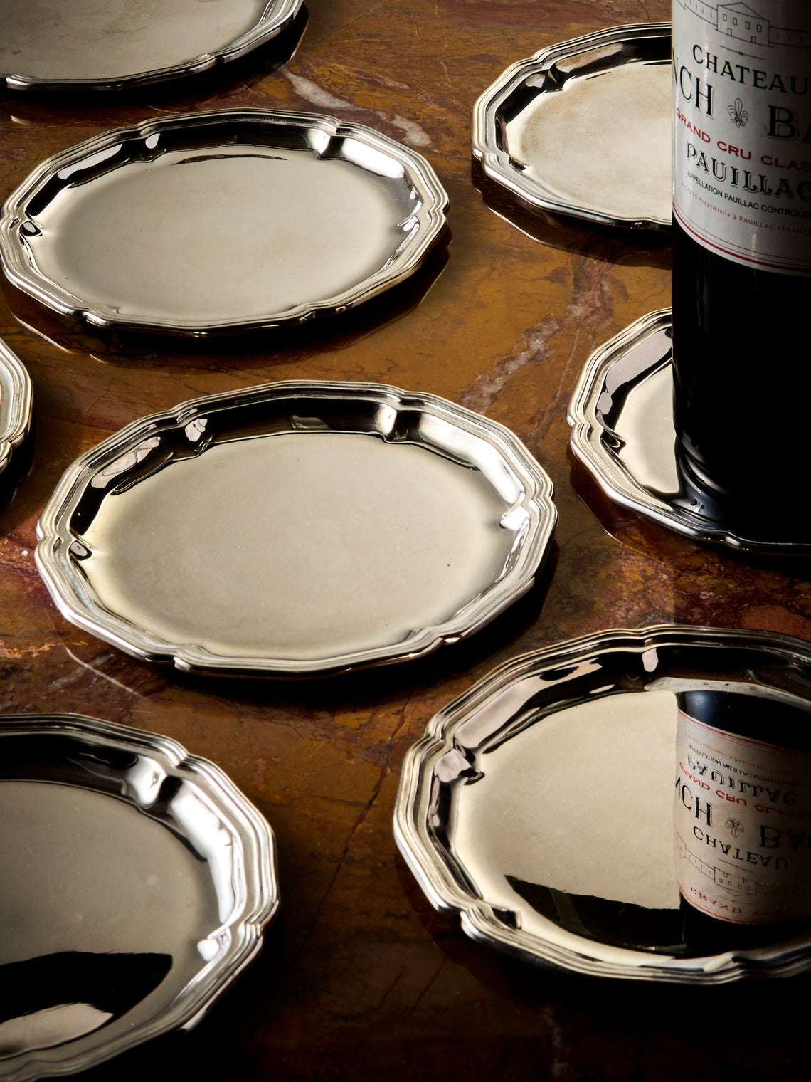 Antique and Vintage - 1950s Silver-Plated Bottle Coasters (Set of 8) - Silver - ABASK