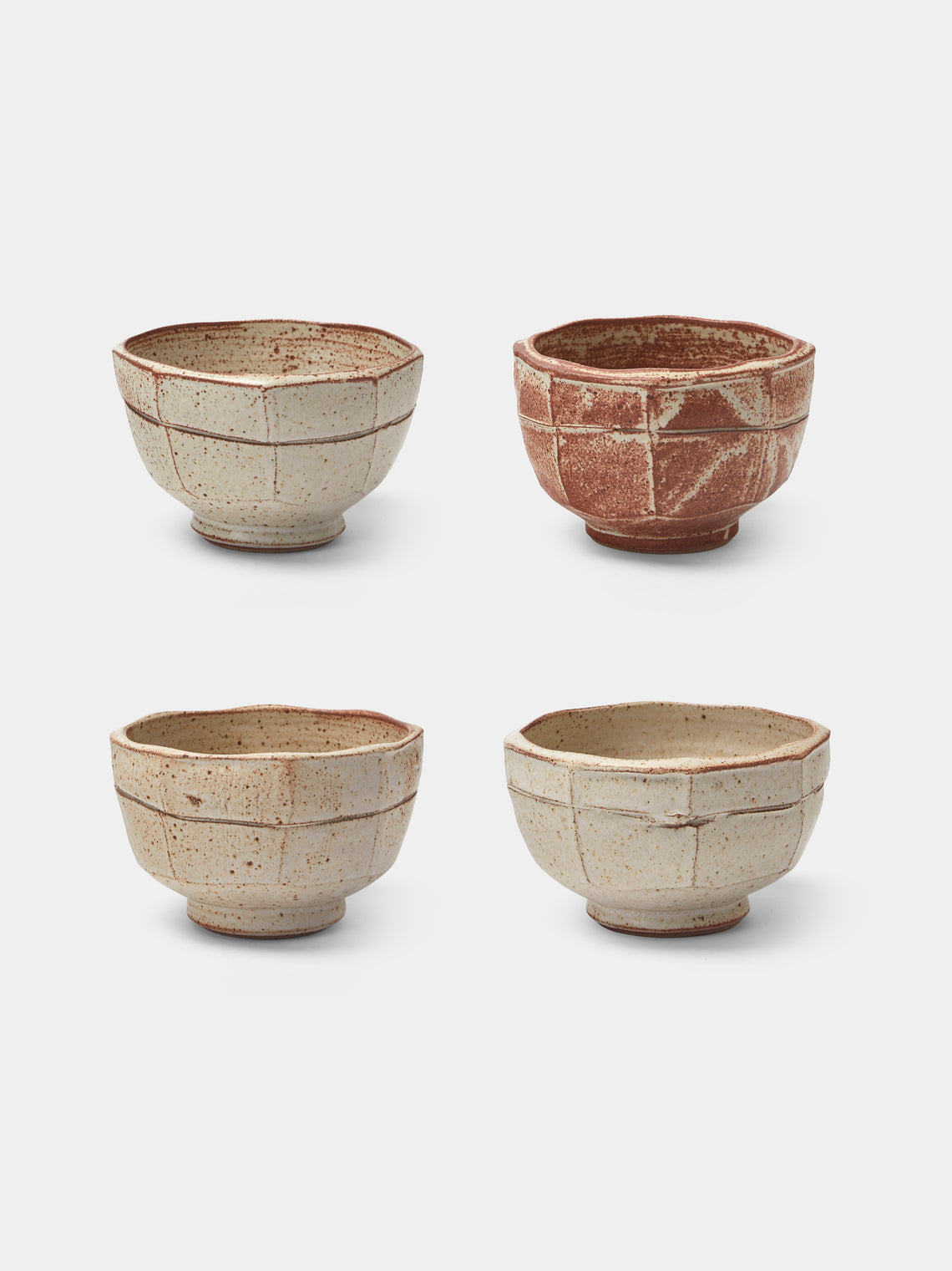 Adam Ross - Hand-Thrown Ceramic Faceted Bowls (Set of 4) - Beige - ABASK - 