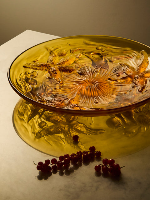 Antique and Vintage - 1930s Verlys Crystal Platter - Orange - ABASK
