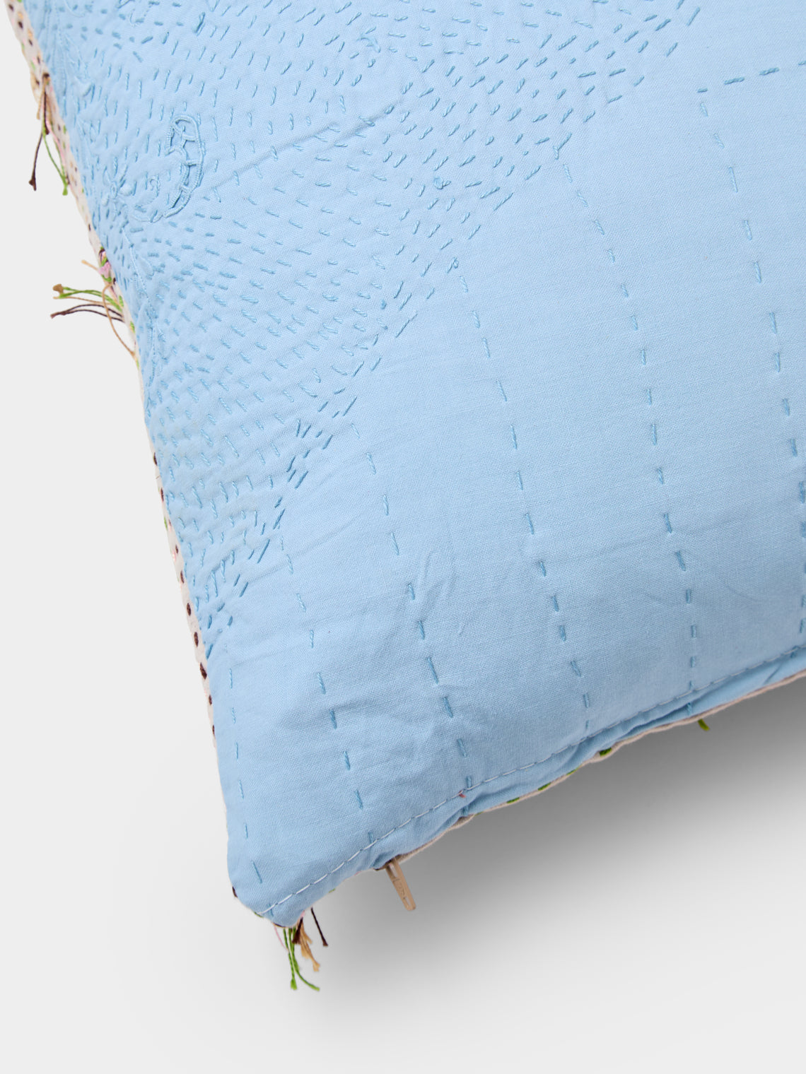 By Walid - 19th-Century Embroidered Cotton Patchwork Cushion (25.5in/65cm) - Multiple - ABASK
