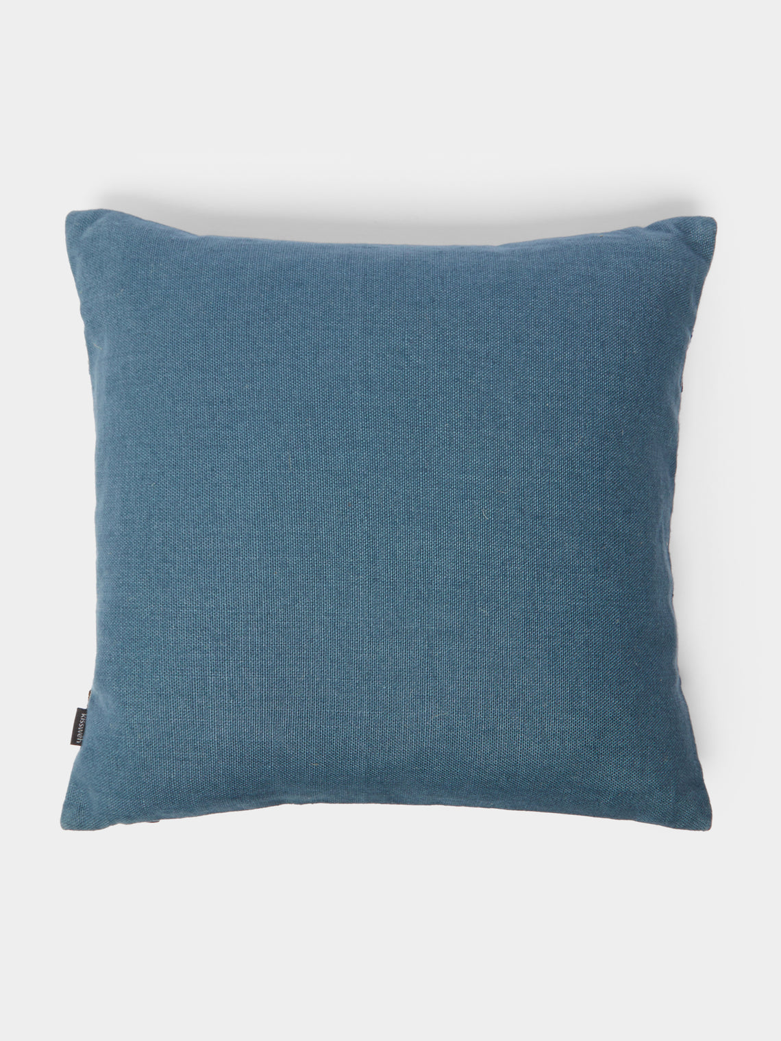 Kissweh - Moon of Bethlehem Hand-Embroidered Cotton Cushion (14in/36cm) - Blue - ABASK