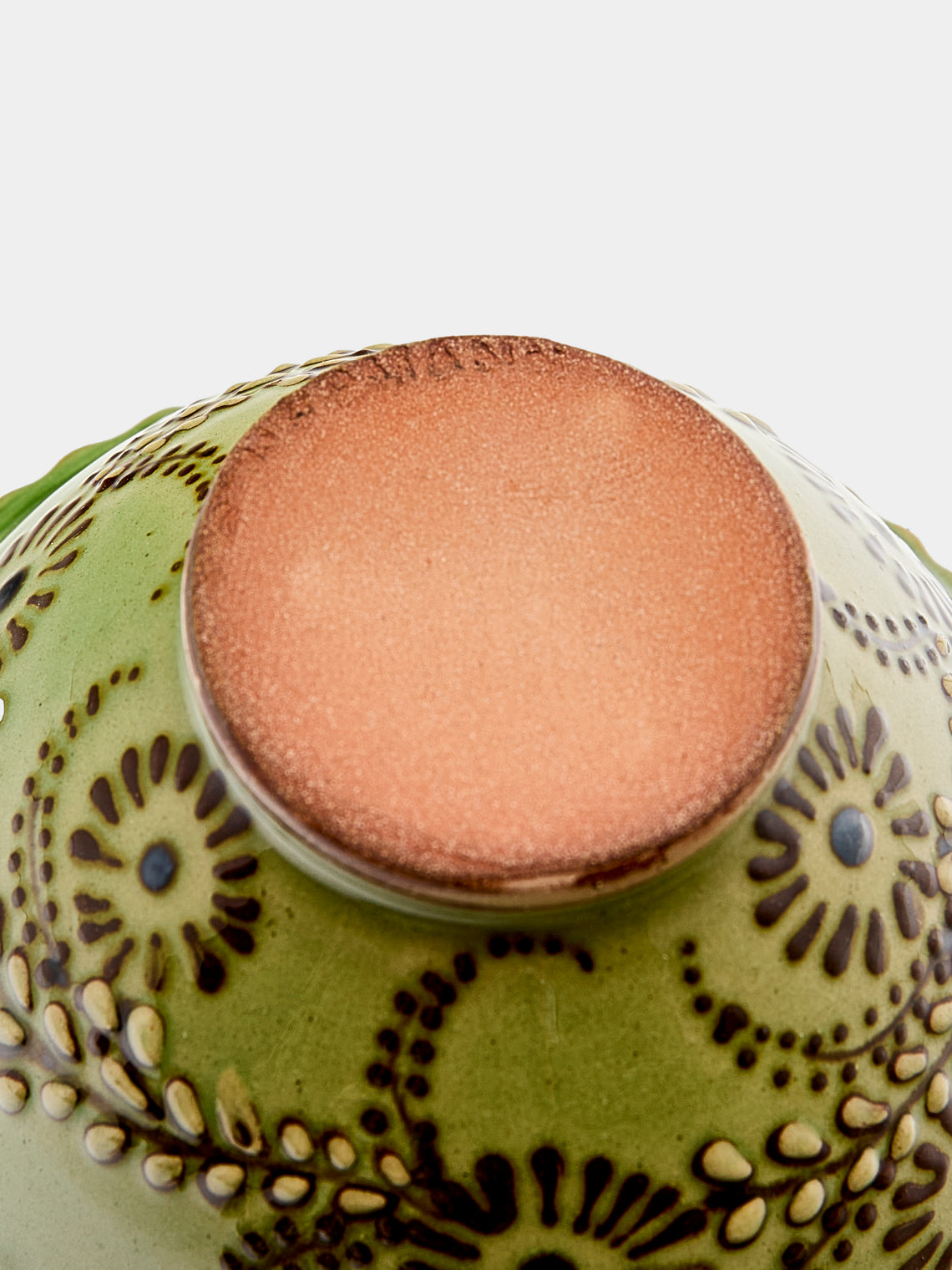 Poterie d’Évires - Flowers Hand-Painted Ceramic Small Fluted Bowls (Set of 8) - Green - ABASK