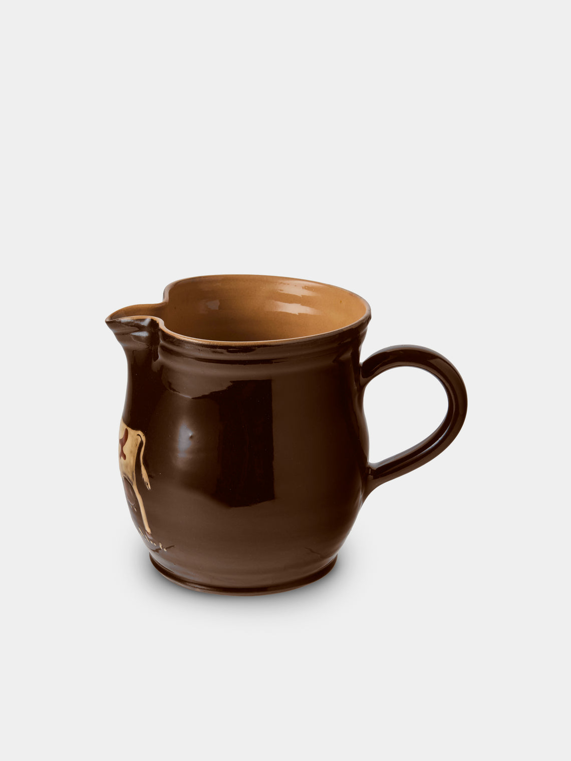 Poterie d’Évires - Cows Hand-Painted Ceramic Medium Jug - Dark Brown - ABASK