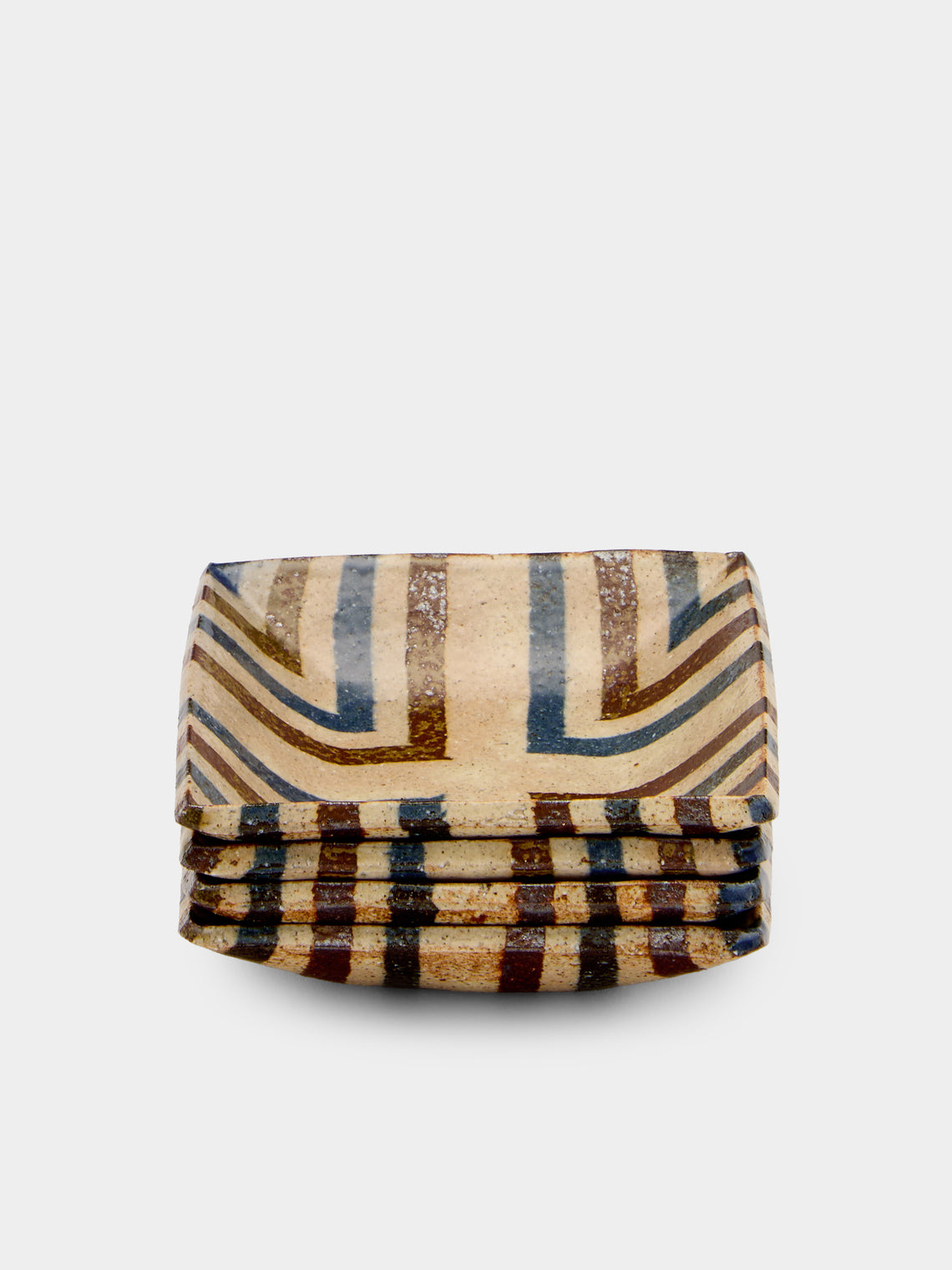 Makidani-gama - Nerikomi Ceramic Square Plates – 5in/13cm (Set of 4) - Multiple - ABASK