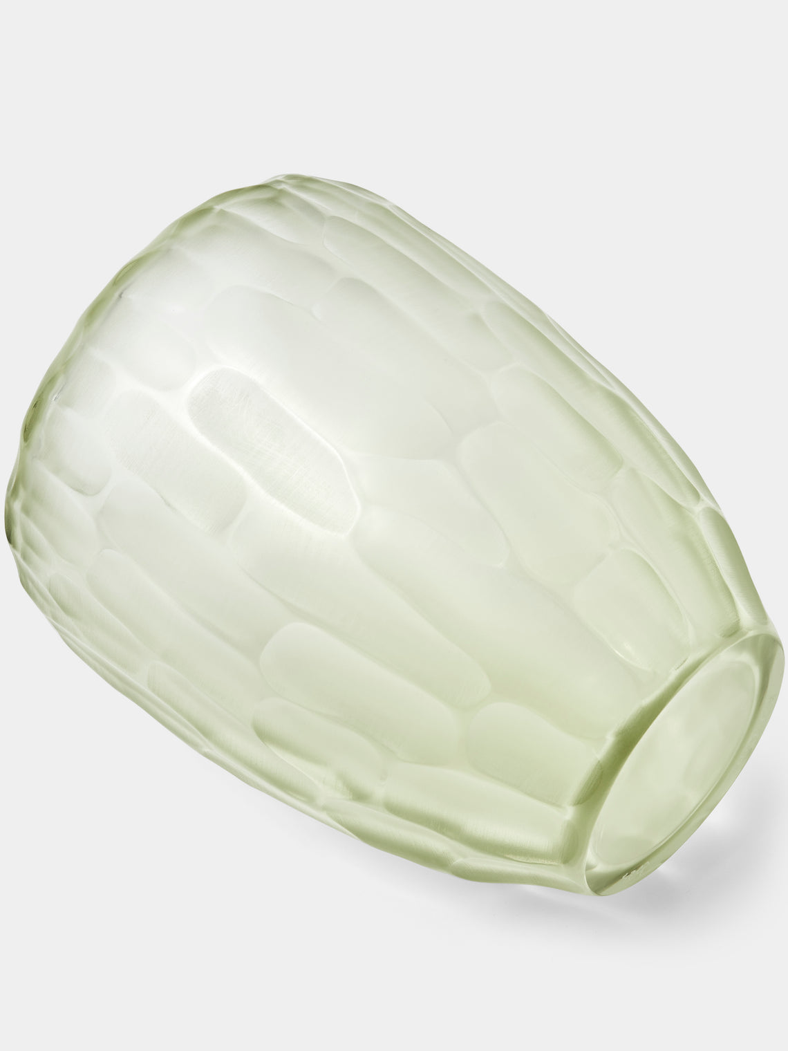 Micheluzzi Glass - Goccia Verdino Bamboo Hand-Blown Murano Glass Vase (9in/23cm) - Green - ABASK