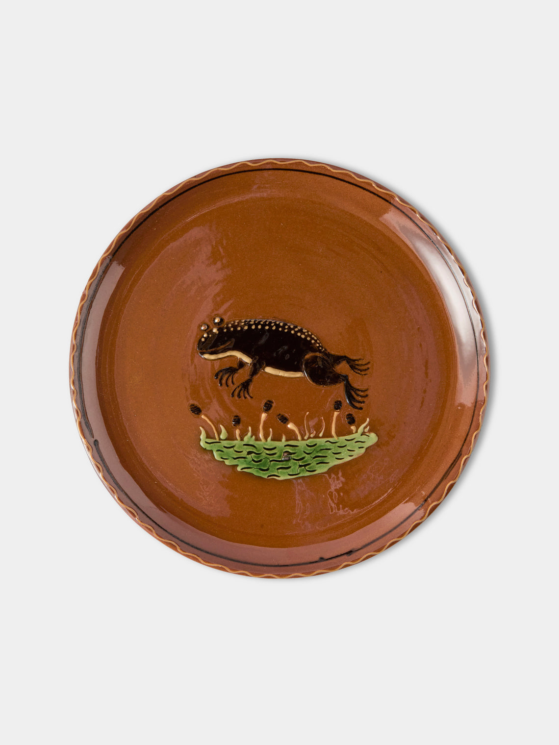 Poterie d’Évires - Animals Hand-Painted Ceramic Dinner Plates – 9.5in/24cm (Set of 4) - Light Brown - ABASK