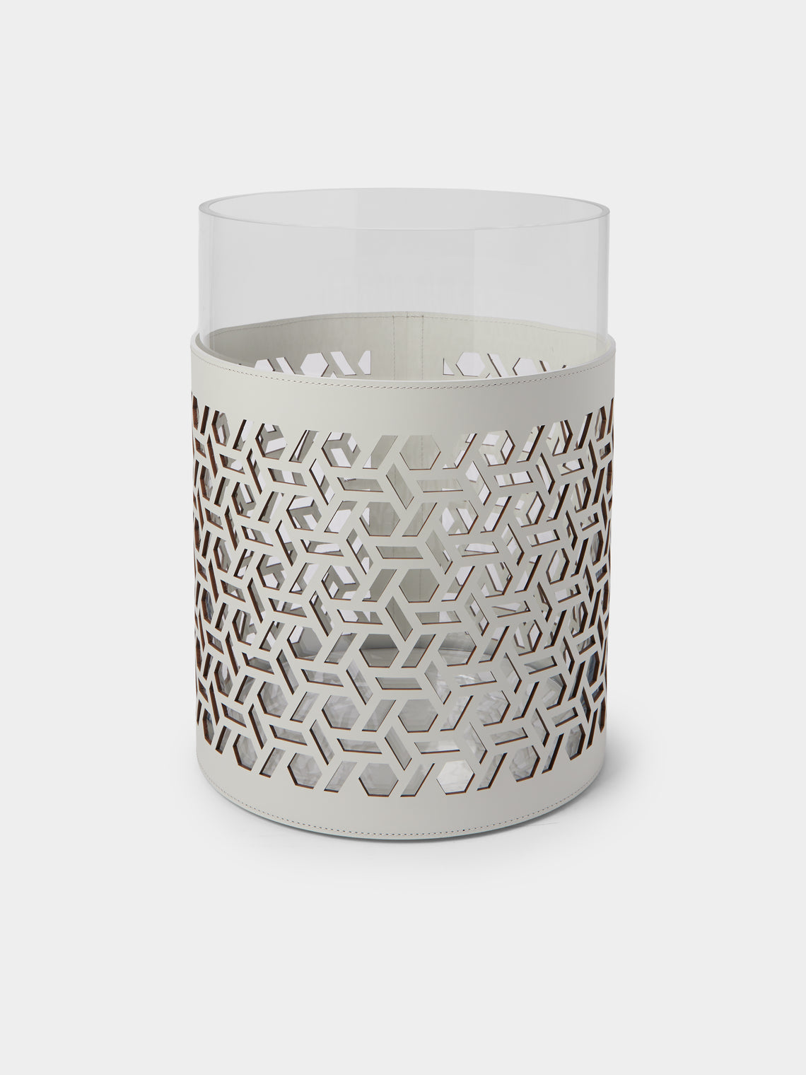 RUDI - Atmosphere Glass and Leather Large Candle Holder - White - ABASK - 