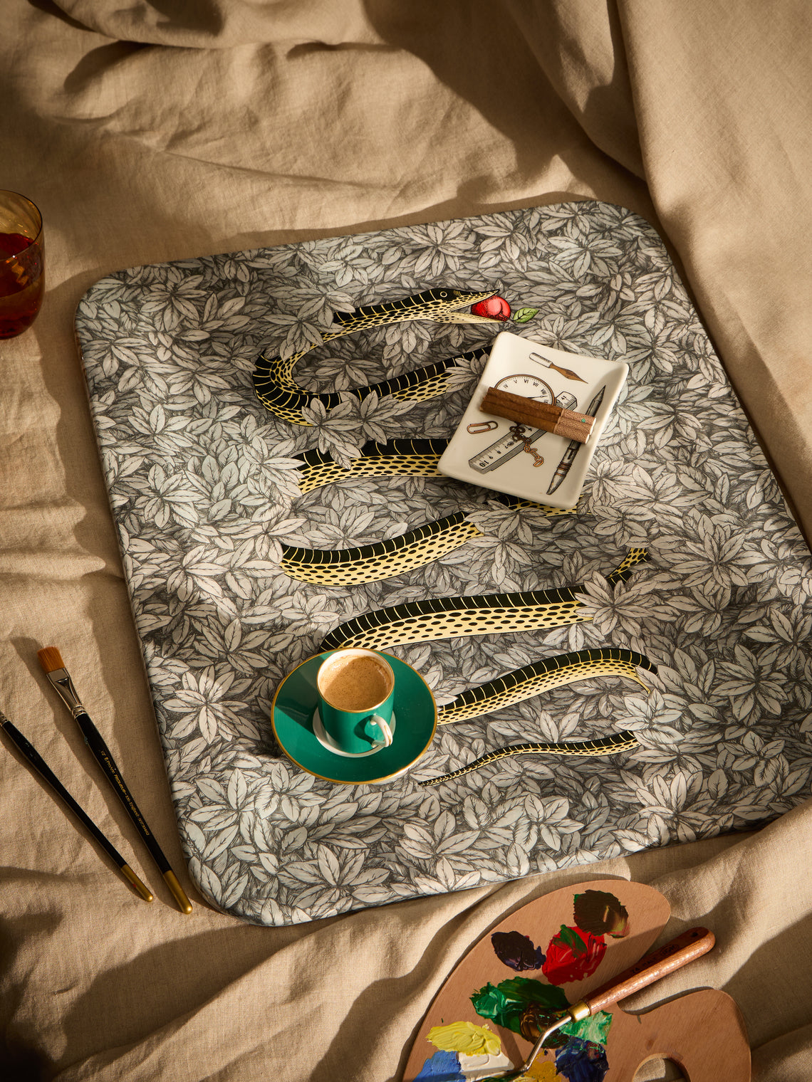 Fornasetti - Peccato Originale Wood Tray (23.5in/60cm) - Multiple - ABASK
