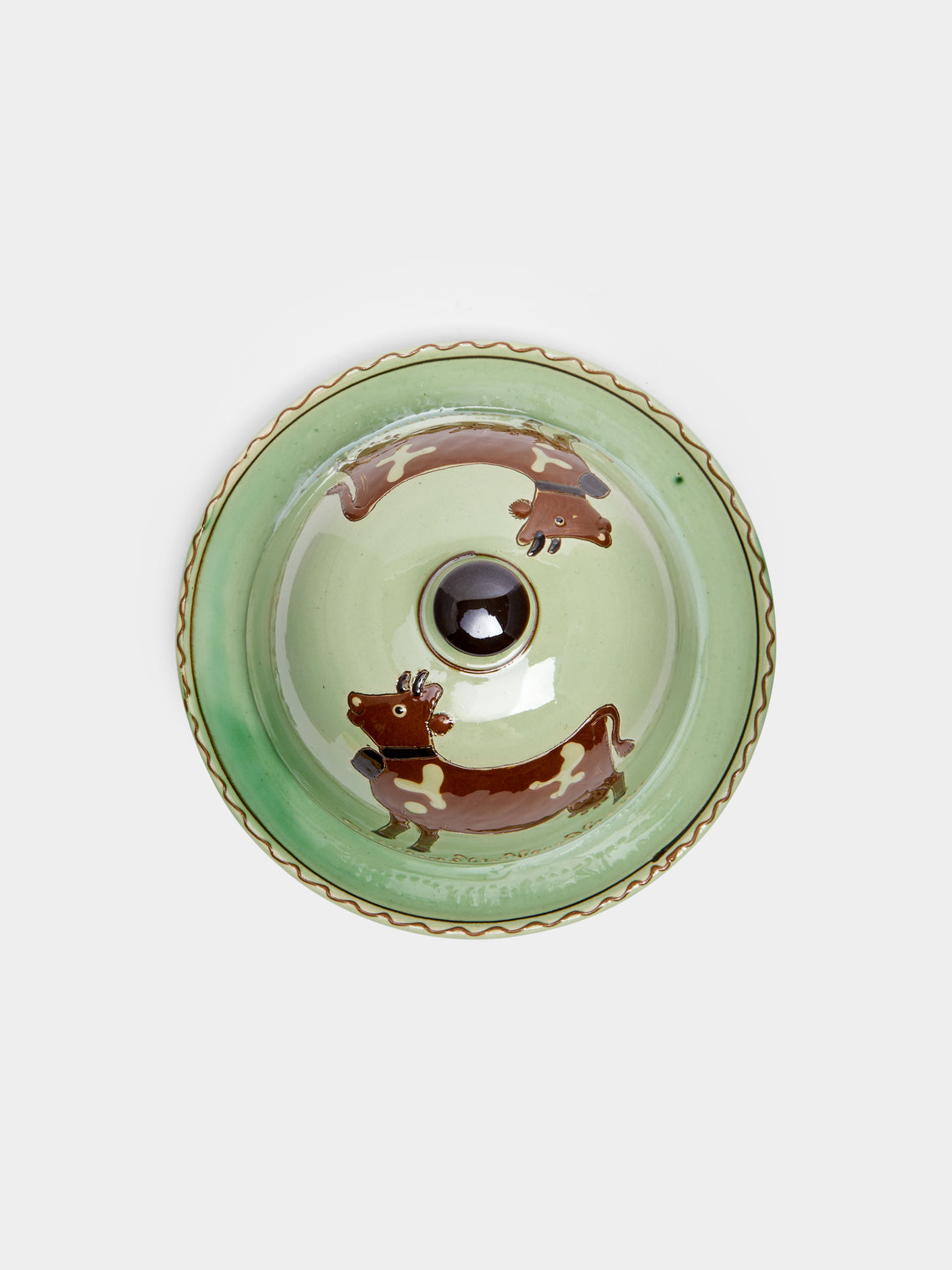 Poterie d’Évires - Cows Hand-Painted Ceramic Large Butter Dish -  - ABASK